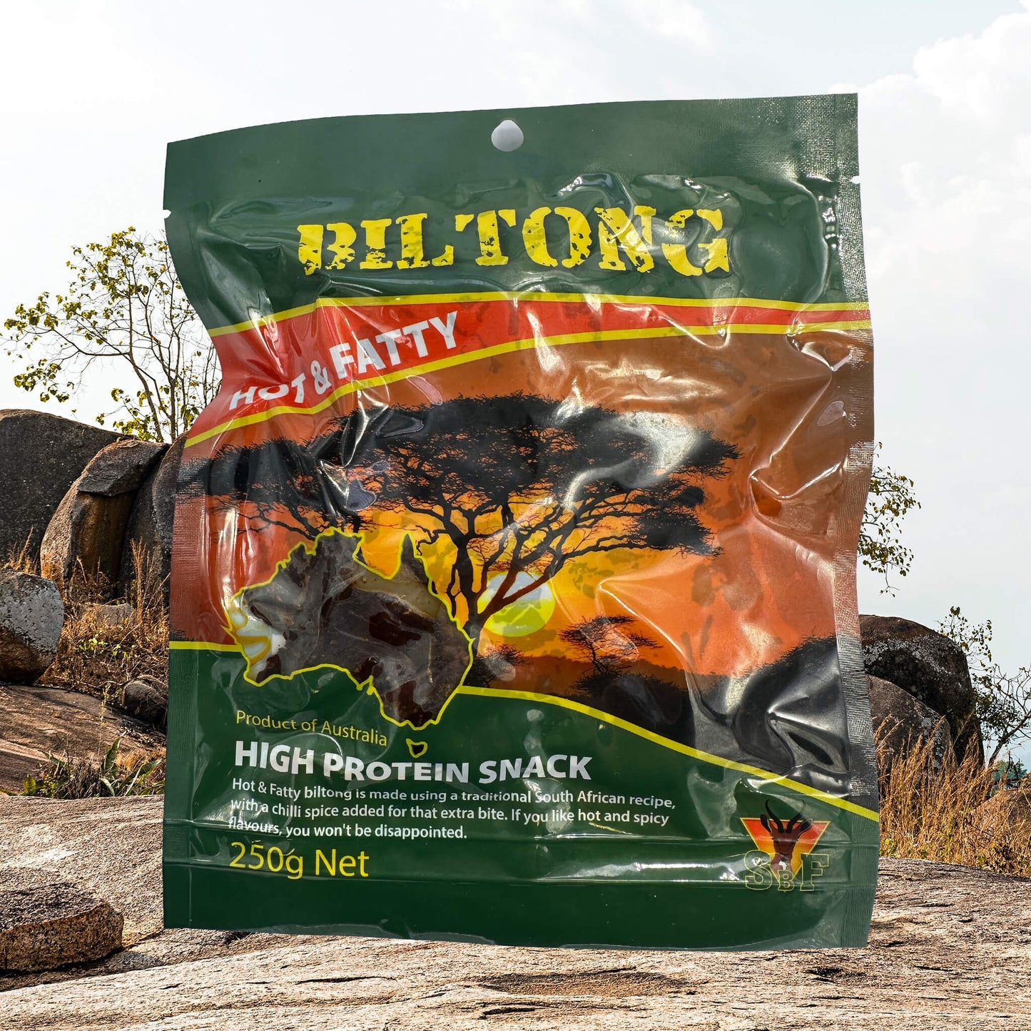 Biltong Hot and Fatty Sliced 250g