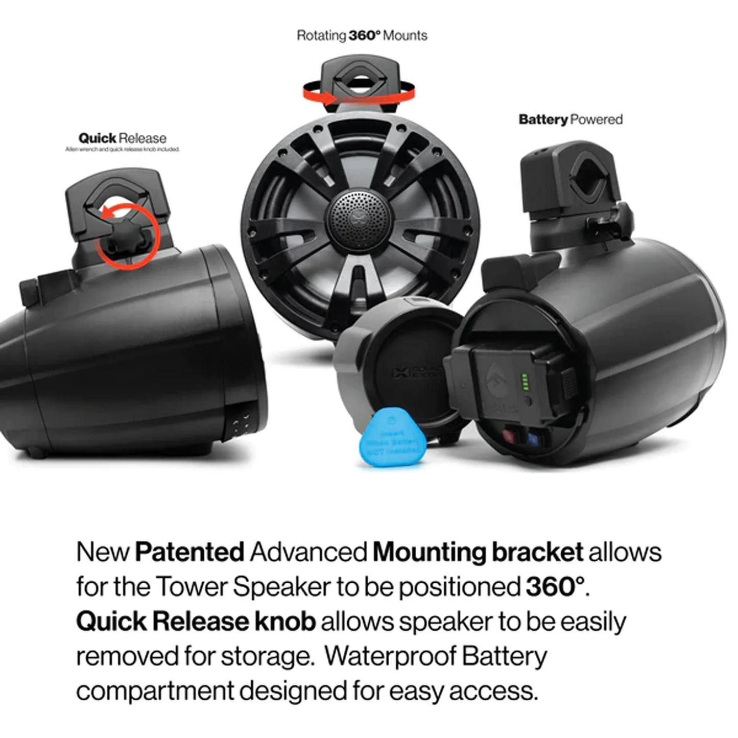 ExtremeTower Speakers TB8 - 1 Battery Powered Bluetooth Amplified Tower Speakers+ 1 Passive Speaker 2pcs set